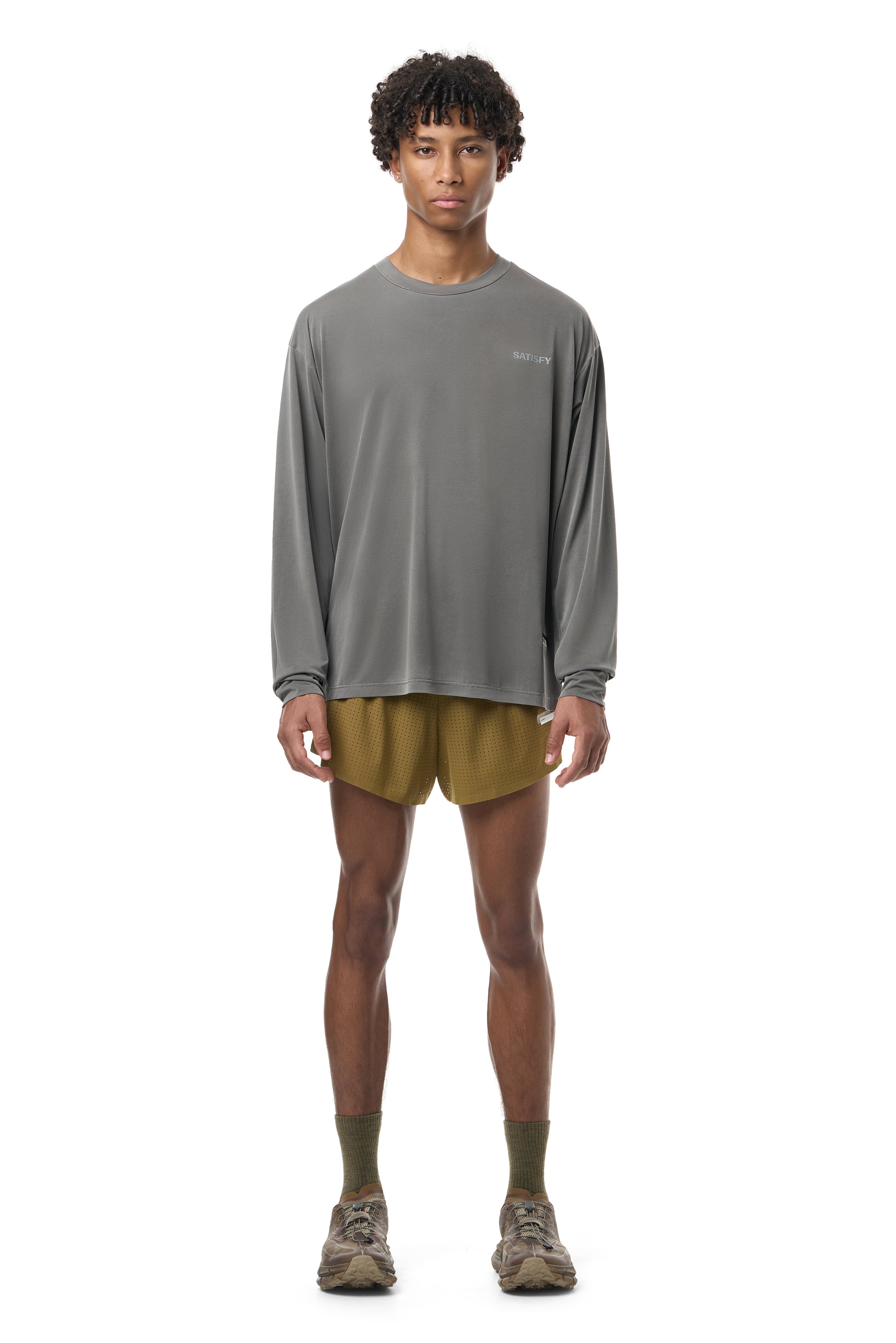 satisfy running auralite 長袖ランニングシャツ グレー AuraLite™ Long Tee – SATISFY