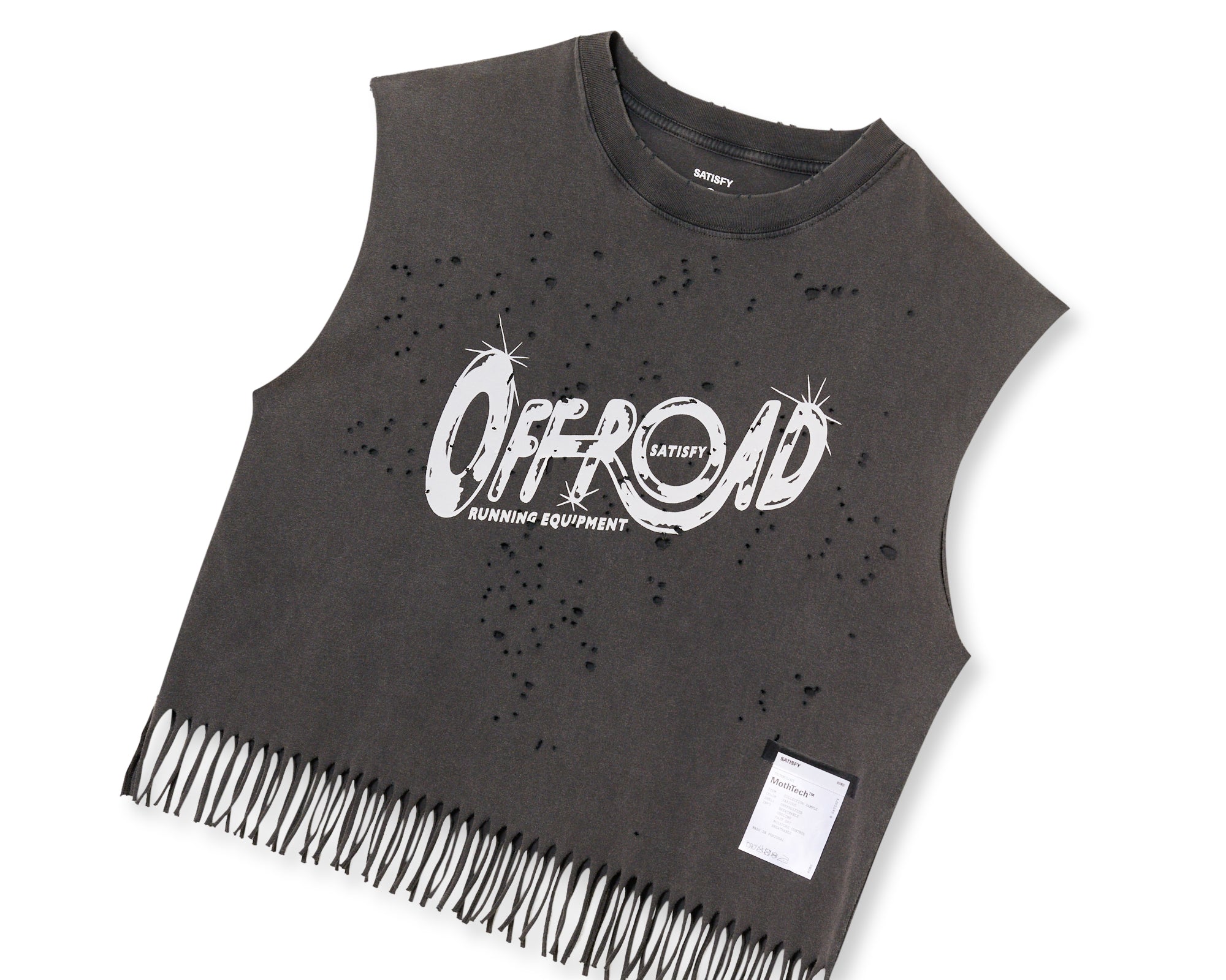 MothTech™ Cropped Fringed Muscle Tee – SATISFY