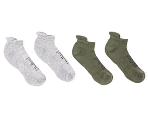 2-Pack Merino Low Socks in Heather grey & olive – Satisfy